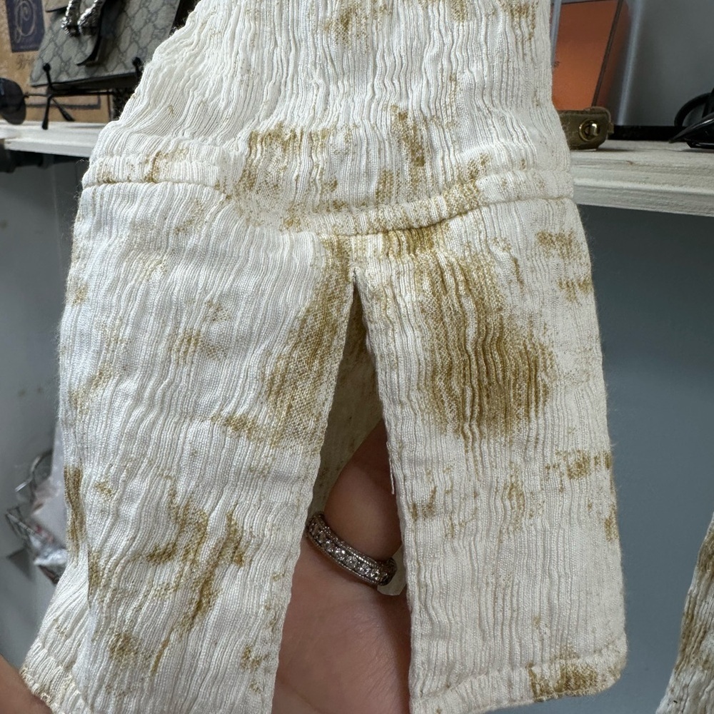 Anthropologie Little Lies Neutral Tie-Waist Midi Dress – Size L - Picture 7 of 10
